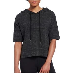 CALIA by Carrie Underwood Effortless Crop Hoodie, Heather Gray, Size Large